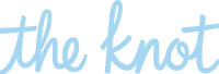 The image contains the words "the knot" written in light blue cursive text.